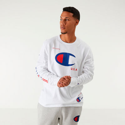 champion white long sleeve t shirt