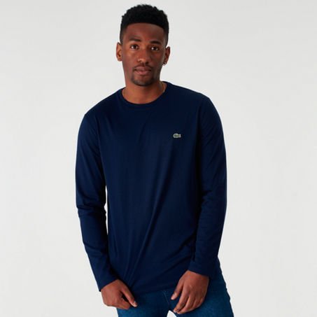 UPC 190391331194 product image for Lacoste Men's Core Long-Sleeve T-Shirt in Blue Size Large 100% Cotton | upcitemdb.com