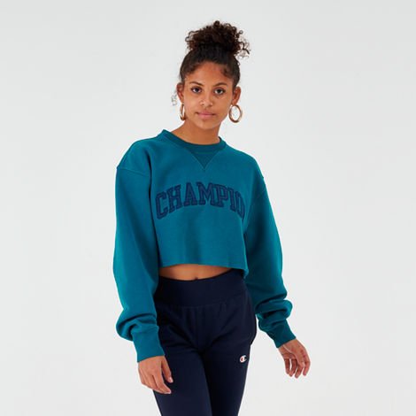 Champion Women's Reverse Weave Vintage Crop Crew Sweatshirt In Blue