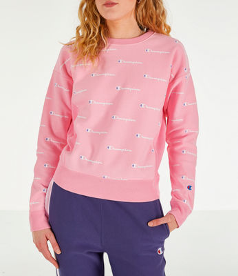 champion all over print hoodie pink