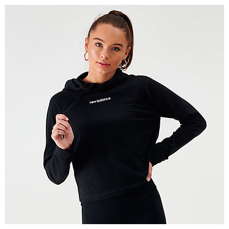 New Balance Women's Relentless Crop Hoodie In Black